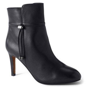 Land's End Black Leather Tassel Dress Ankle Boots